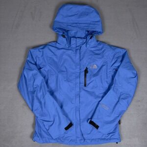The North Face Gore-Tex Shell Rain Jacket Womens S Blue Waterproof Hooded